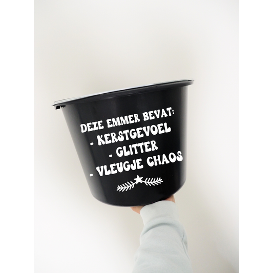 Cadeau emmer | Deze emmer bevat: kerstgevoel, glitter en een vleugje chaos