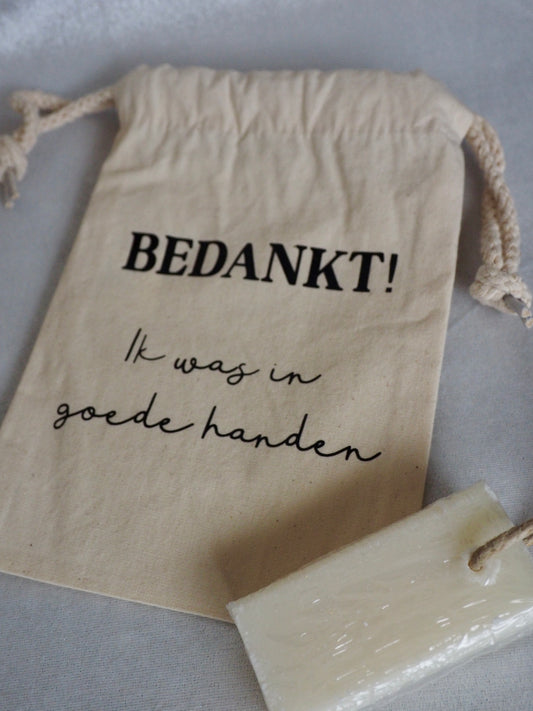 Canvas cadeauzakje | Bedankt! Ik was in goede handen - Ambre Noire