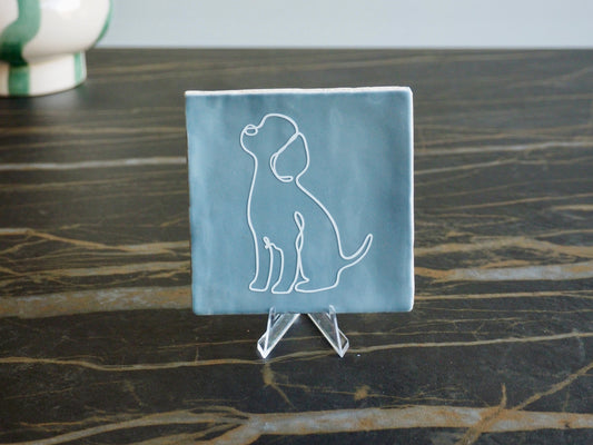 Tegeltje 10x10 cm | Lijntekening hond