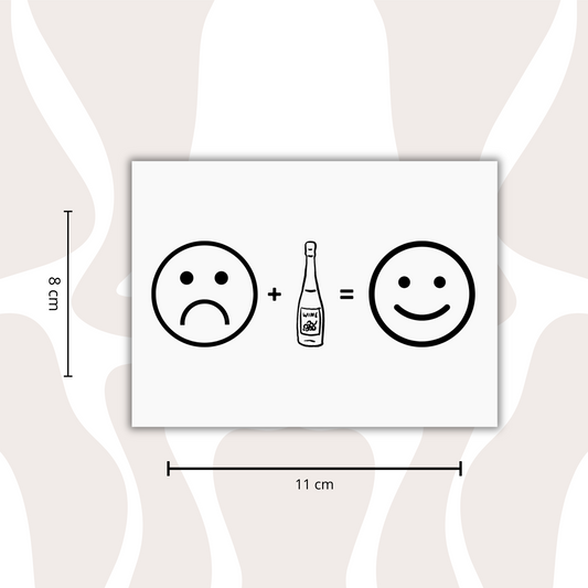 Wijnetiket | Verdrietige smiley + wijnfles = blije smiley