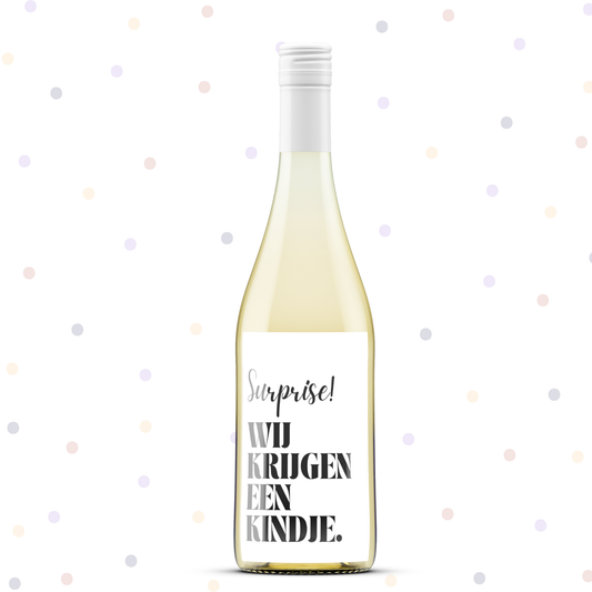 Wijnetiket | Surprise! Wij krijgen een kindje.