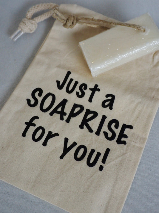 Canvas cadeauzakje | Just a SOAPRISE for you! - Ambre Noire