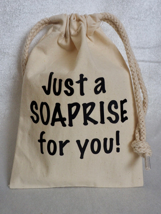 Canvas cadeauzakje | Just a SOAPRISE for you! - Ambre Noire