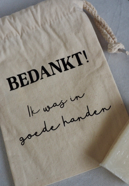 Canvas cadeauzakje | Bedankt! Ik was in goede handen - Ambre Noire