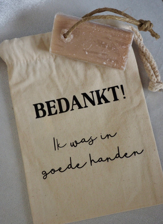 Canvas cadeauzakje | Bedankt! Ik was in goede handen - Touche de Mauve