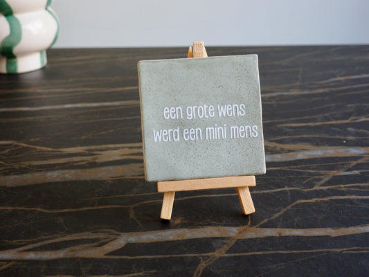 Tegeltje 10x10 cm | Een grote wens werd een mini mens