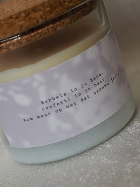 Geurkaars | Bubbels in je hand, confetti in je haar. Kom maar op met dat nieuwe jaar!