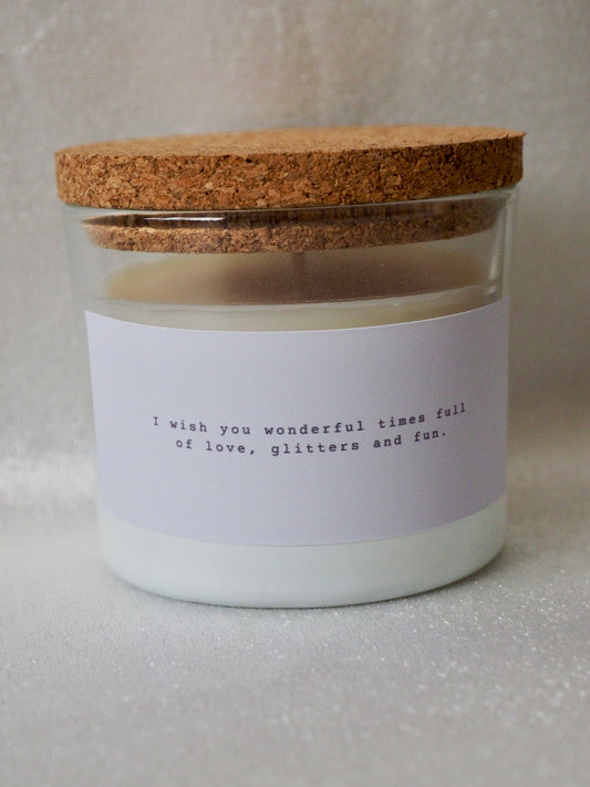 Geurkaars | I wish you wonderful times full of love, glitters and fun.