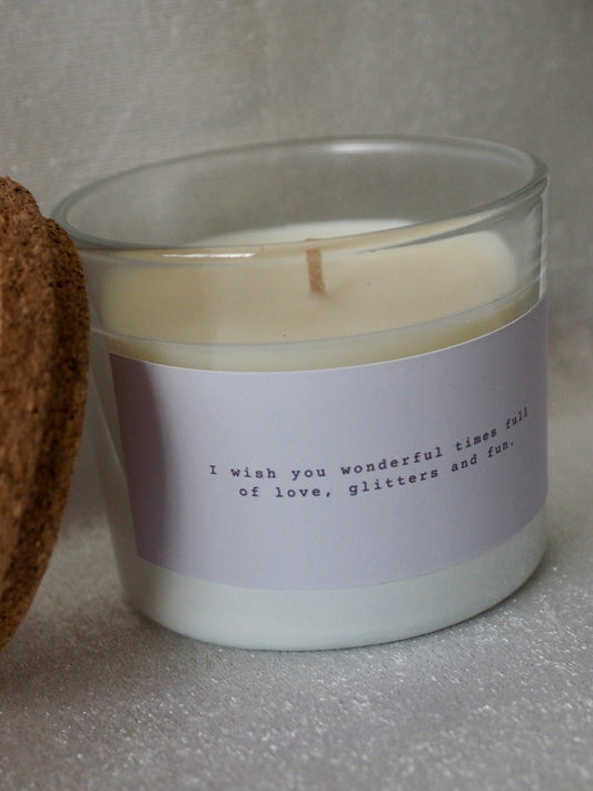 Geurkaars | I wish you wonderful times full of love, glitters and fun.